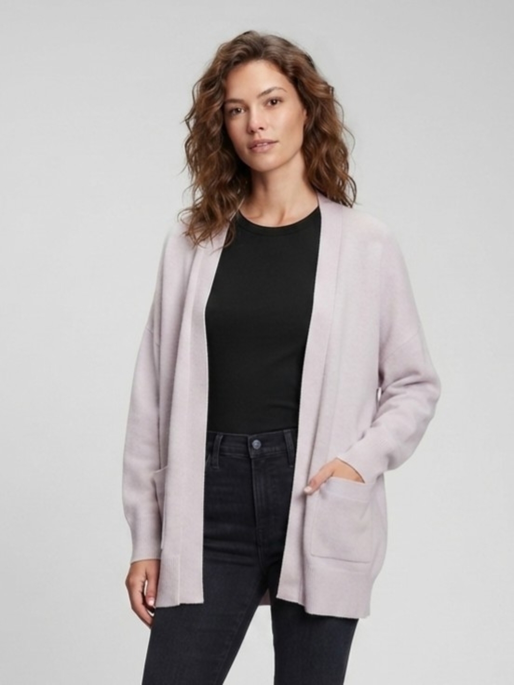 Everyday Open-Front Lavender Cardigan Sweater